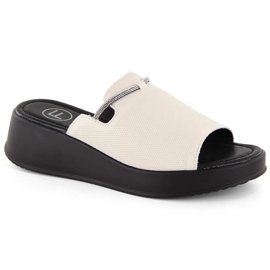 Ciabatte da donna in pelle con zeppa ekri Filippo DK6067 beige