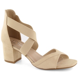 Sandali beige da donna con tacco e elastici Filippo DS6262