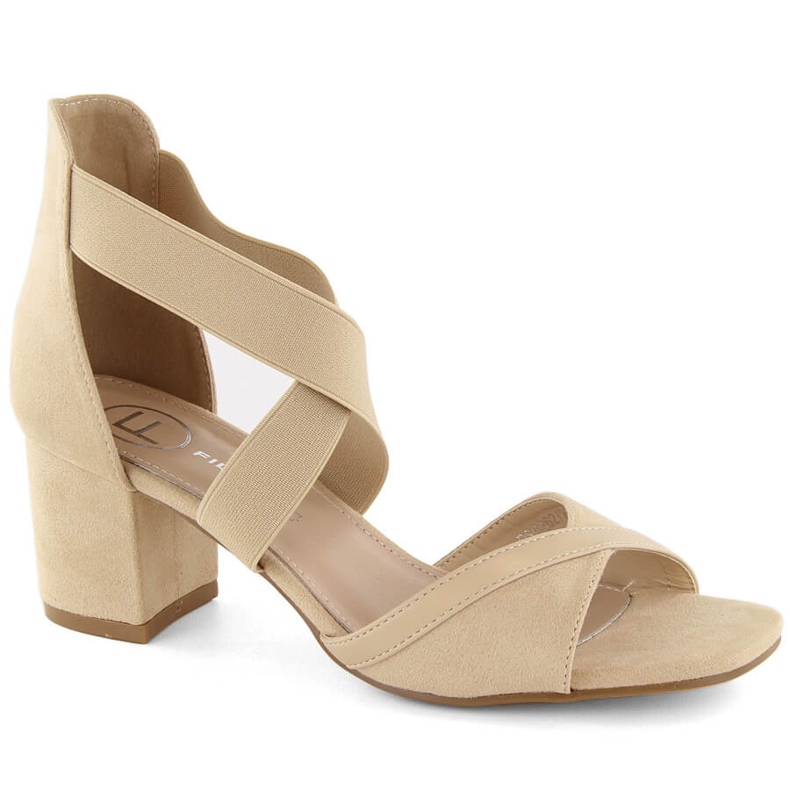 Sandali beige da donna con tacco e elastici Filippo DS6262