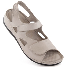 Sandali da donna in pelle con velcro, grigio chiaro T.Sokolski L24-158