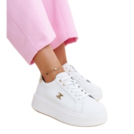 Sneakers di pelle bianca con suola alta, Melita