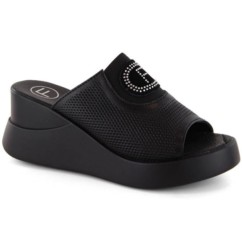 Filippo W PAW532A sabot con zeppa in pelle traforata, nero
