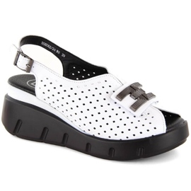 Sandali con zeppa in pelle traforata Filippo W PAW535 bianco bianca