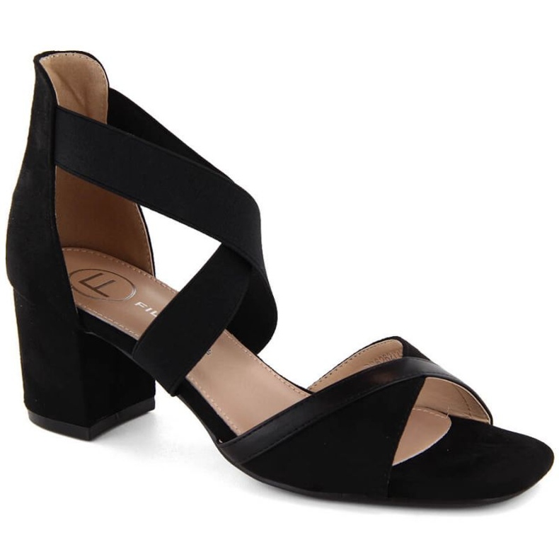 Filippo W PAW539A sandali neri con tacco e elastici nero