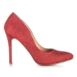 Ideal Shoes Pompe glitterate su una spilla rosso