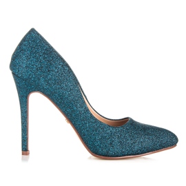 Ideal Shoes Pompe glitterate su una spilla blu