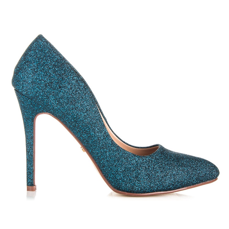 Ideal Shoes Pompe glitterate su una spilla blu