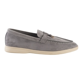 Mocassini da donna in camoscio grigio