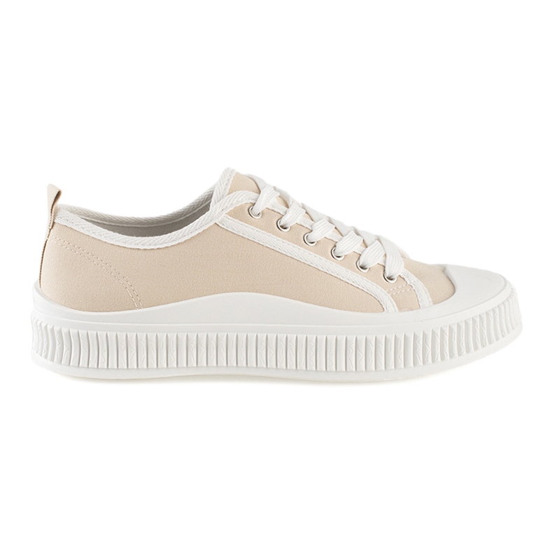 Sneakers beige con plateau da donna