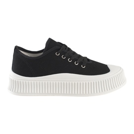 Sneakers platform da donna stringate, nere nero