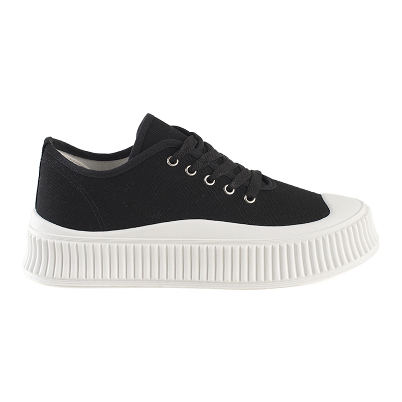 Sneakers platform da donna stringate, nere nero