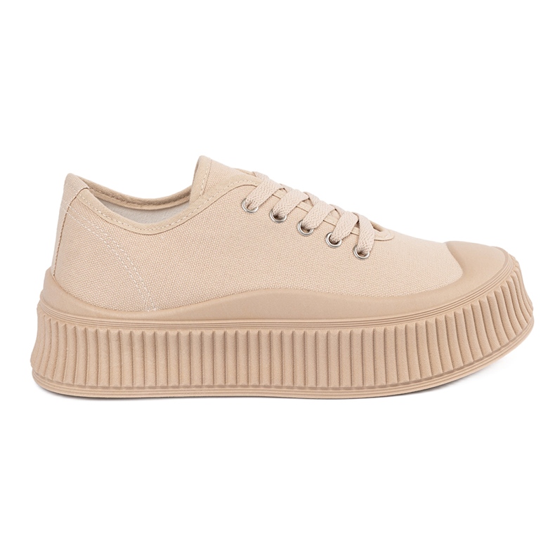 Sneakers platform da donna stringate, colore beige