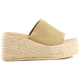 Infradito espadrillas con zeppa alta con filo oro d'oro