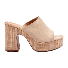 Infradito da donna beige con tacco alto