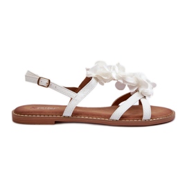 Sandali Bassi da Donna Decorati con Fiori, Abidina Bianco