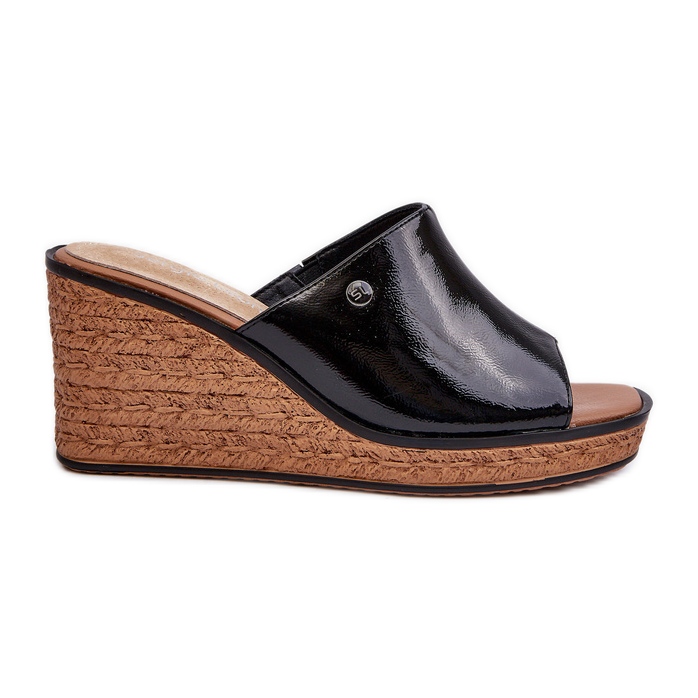 Infradito con zeppa in vernice da donna Sergio Leone KL213 Nere nero
