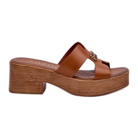 Zazoo 40412 Infradito da Donna Eleganti in Pelle con Decorazione Oro, Marrone