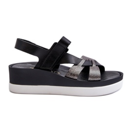 Zazoo 40397 Sandali in pelle da donna con plateau, neri nero