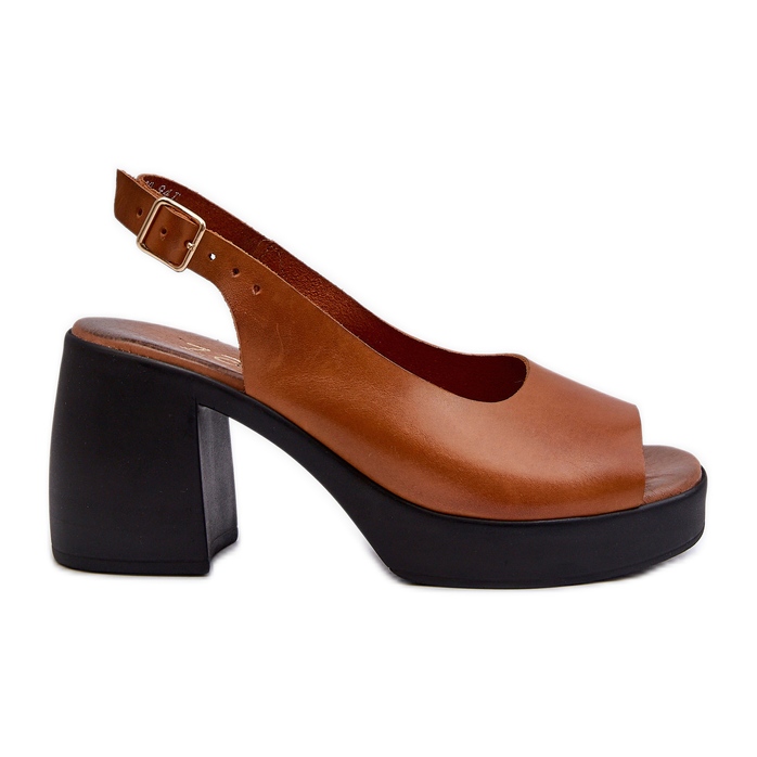 Zazoo 40376 Sandali in pelle marrone con tacchi alti enormi