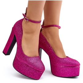 Flyfor Décolleté con tacco alto fucsia glitterato rosa