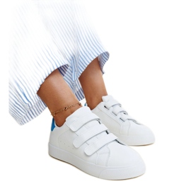 Sneakers con velcro bianche e blu di Samala bianca