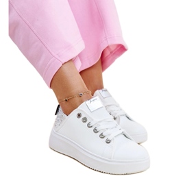 Sneakers bianche e argento con zirconi Antonietta bianca