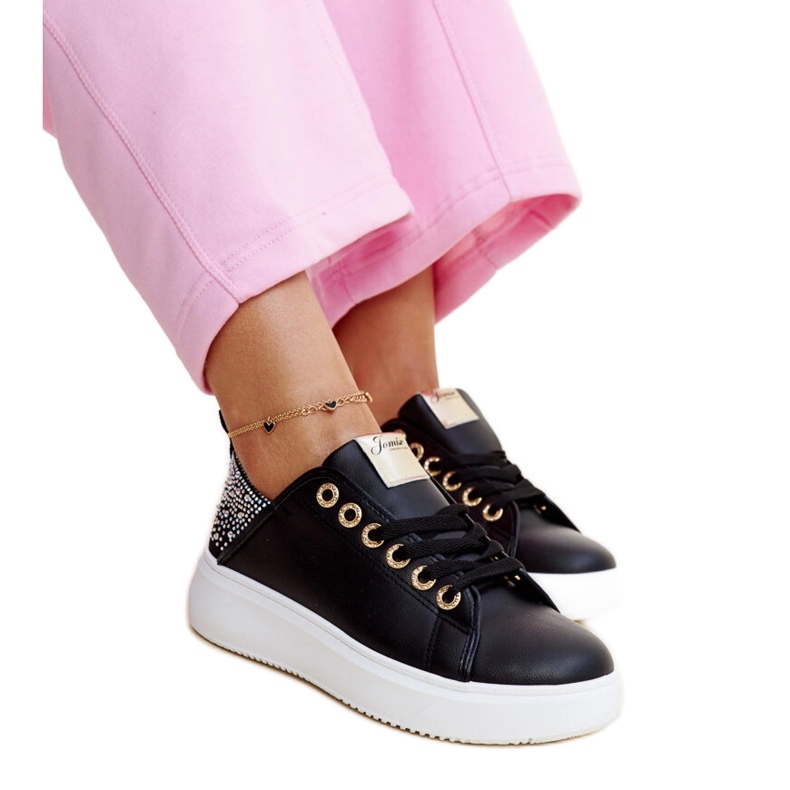 Sneakers Antonietta nere con strass nero