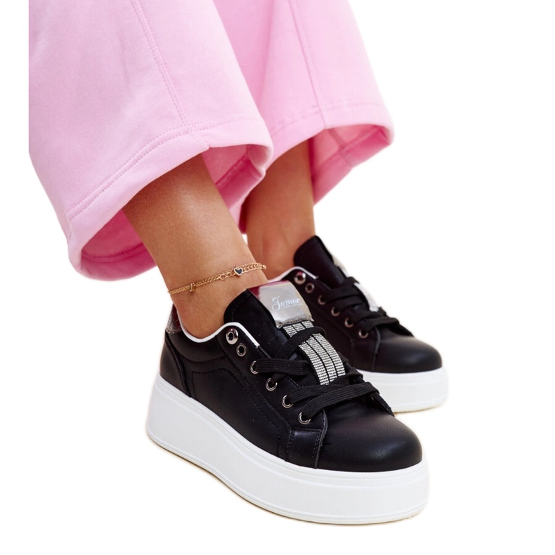 Sneakers nere e argento con strass Maurizia nero