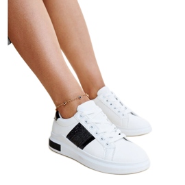 Sneakers Giulia bianche e nere con strass bianca