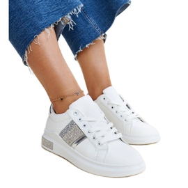 Sneakers Giulia bianche e argento con zirconi bianco