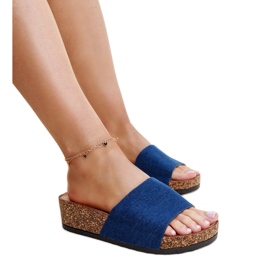 Infradito blu navy con zeppa in sughero Naifene