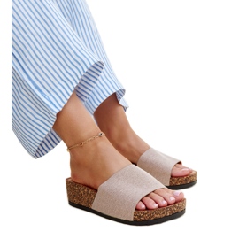 Sabot beige scuro con zeppa Naifene in sughero
