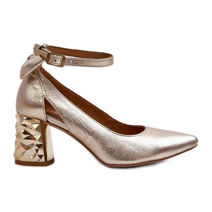 Décolleté in pelle con fiocco Maciejka 05059-25 Oro d'oro