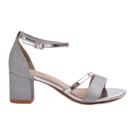 Vinceza Sandali con tacco basso glitter da donna Argento Ploemis d'argento