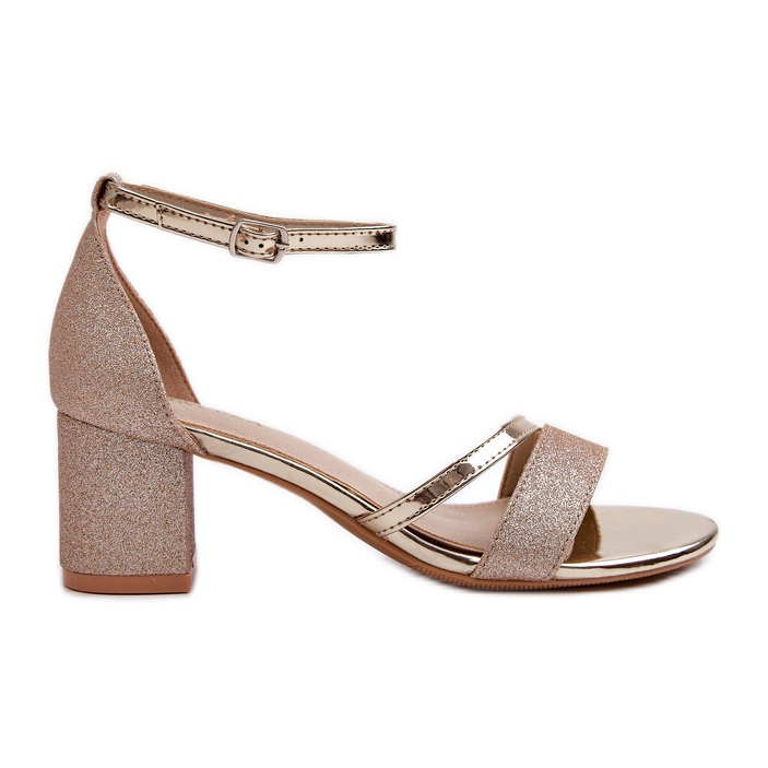 Vinceza Sandali glitterati con tacco basso da donna, Golden Ploemis d'oro
