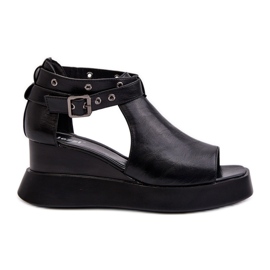 Jezzi Sandali Da Donna Con Plateau E Zeppa In Ecopelle, Colore Nero Hloeli