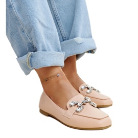 Mocassini beige con fibbia Mali in zirconio