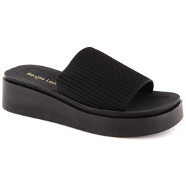 Infradito da donna in tessuto nero by Sergio Leone SK083H