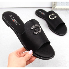 Comode infradito da donna con zirconi, nere S.Barski 050 nero