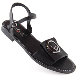 Comodi sandali da donna neri con decoro S.Barski 045 nero