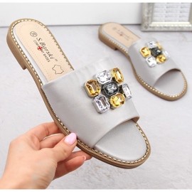 Comode pantofole argento da donna con zirconi S.Barski 031