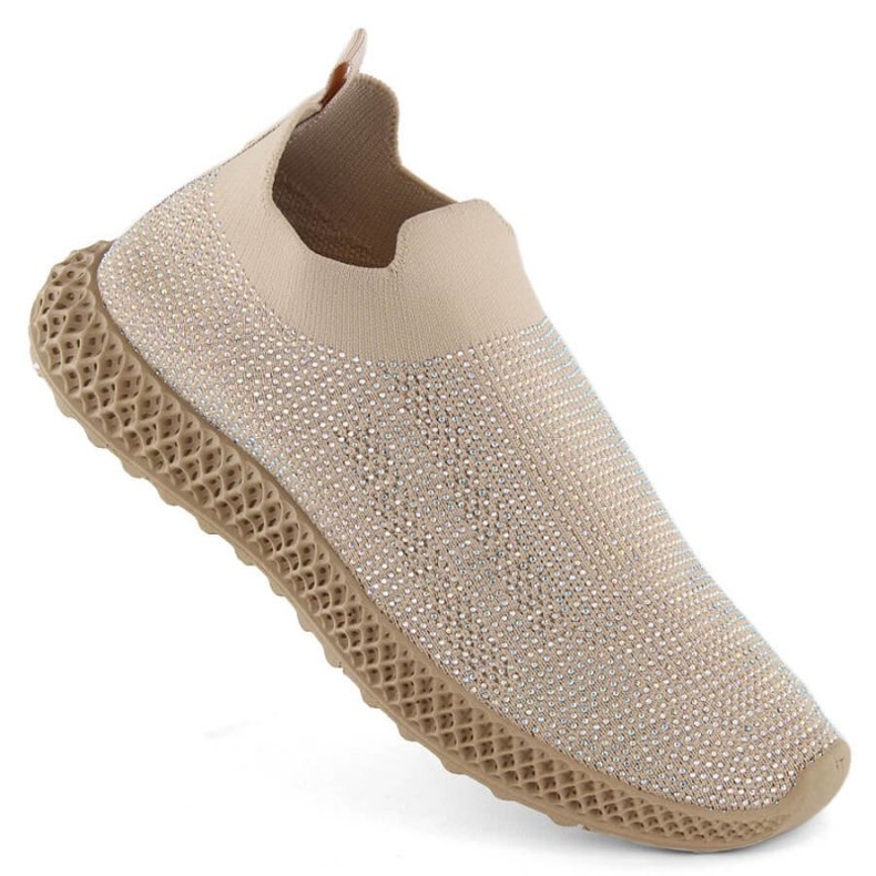 S.Barski Scarpe sportive slip-on con strass D&amp;A OLI257A, beige