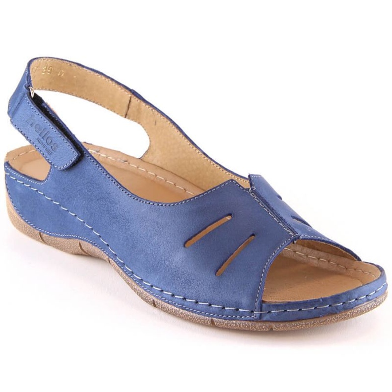 Comodi sandali in pelle Helios W H117A, blu navy
