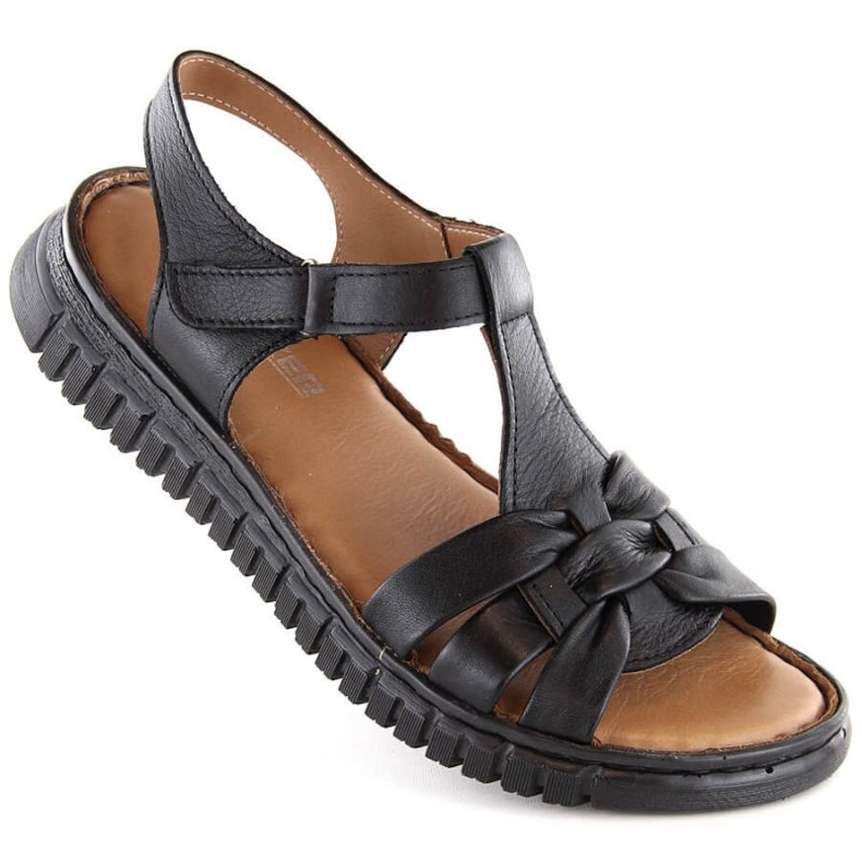 Sandali con velcro in pelle Artiker W HBH78, neri nero