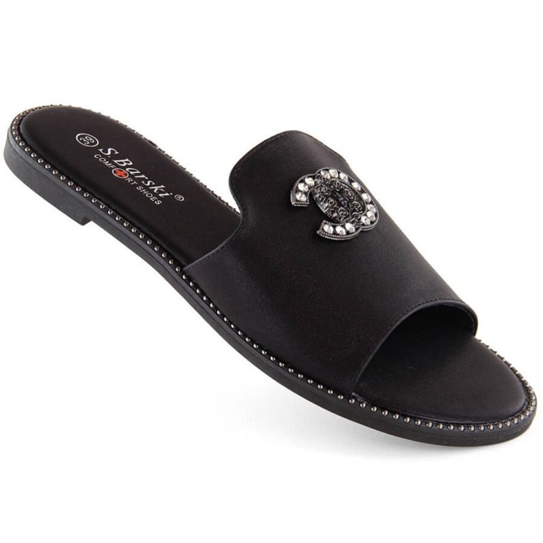 Comode infradito con strass S.Barski W OLI258A, nere nero