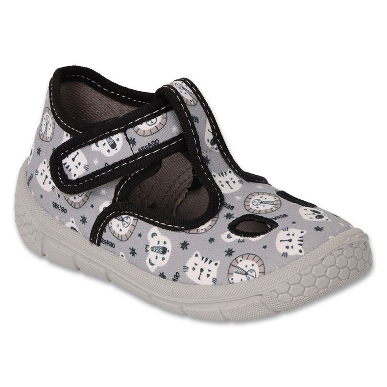 Ciabatte per bambini Befado velcro 630P012 gattini grigi grigio