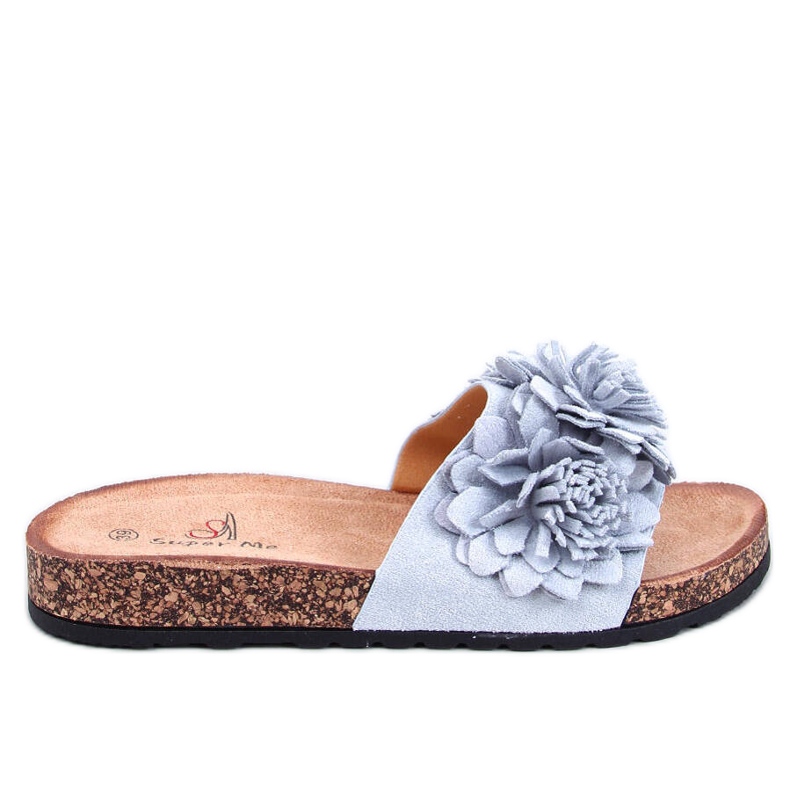 Pantofole in sughero con fiori Sebill Grey grigio