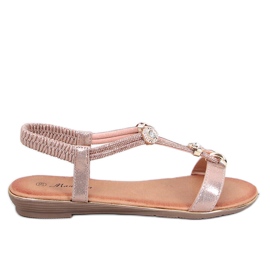 Sandali Hesna Champagne con zirconi rosa