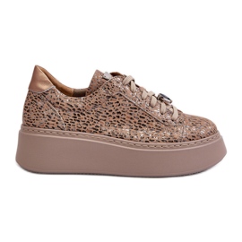 Scarpe sportive in pelle sulla piattaforma Maciejka 06191-10 Beige