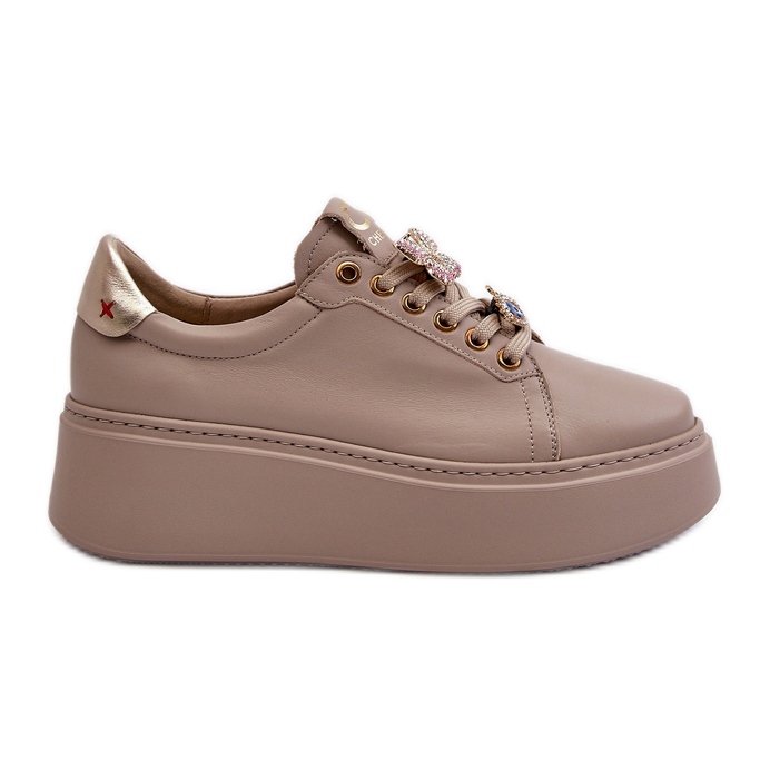 Sneakers Da Donna In Pelle Con Decori CheBello 4292 Beige